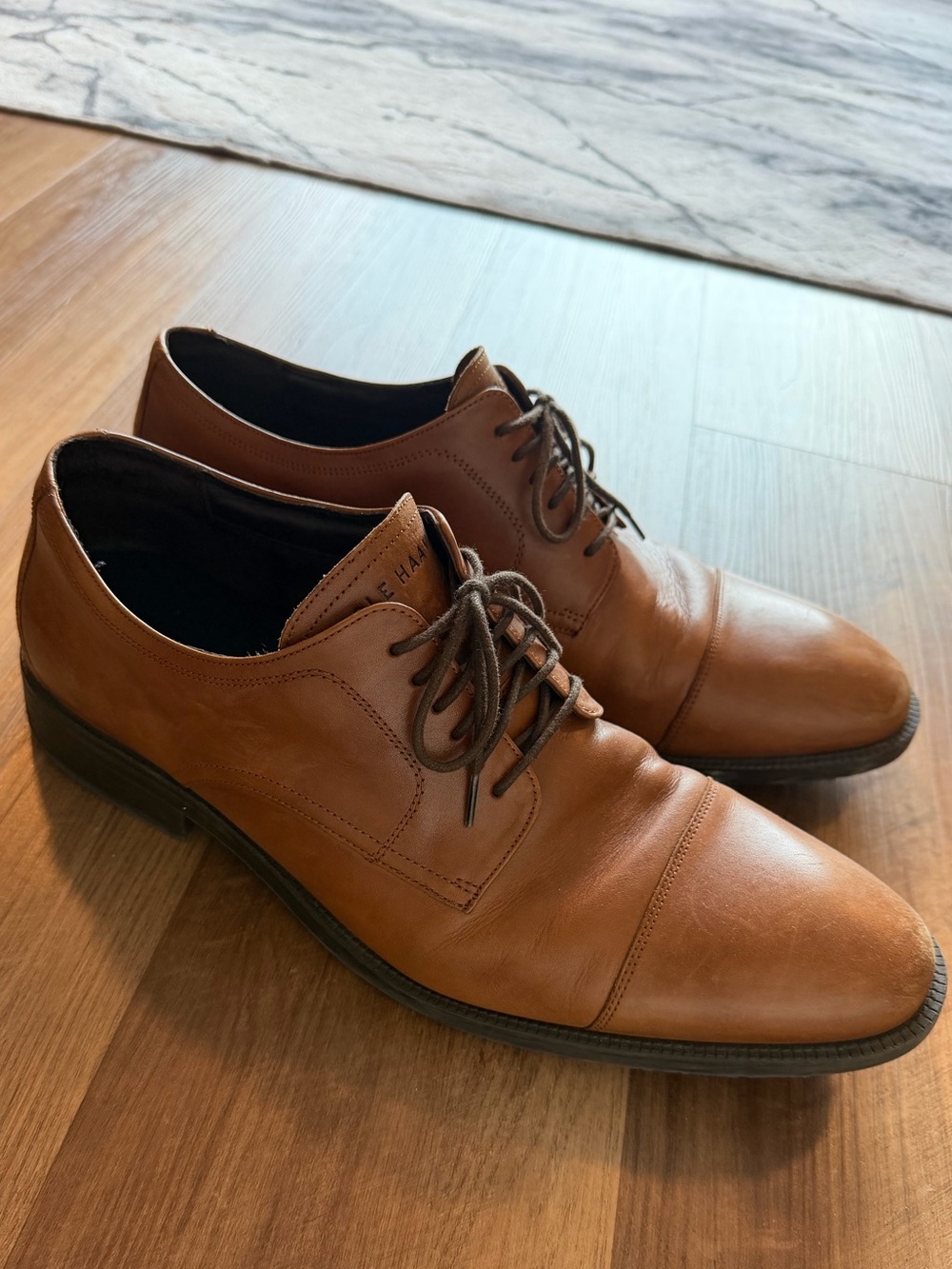 Cole Haan Leather Cap-Toe Oxford Dress Shoes - Tan